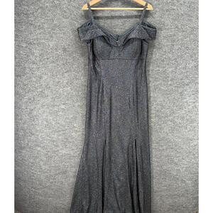 New R&M Richards Dress Women 12P Petite Gray Maxi Long Zipper Sleeveless V-Neck